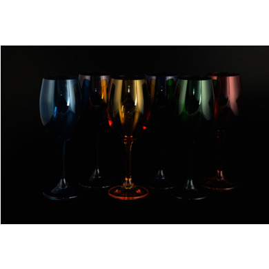 Набор бокалов для вина "Клара Цветные" 250 мл 6 шт