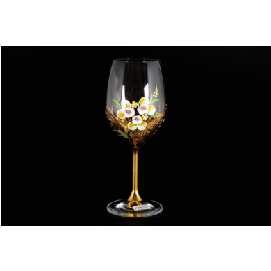 Набор бокалов для вина "Лепка прозрачная Золотая ножка" 350 мл 6 шт