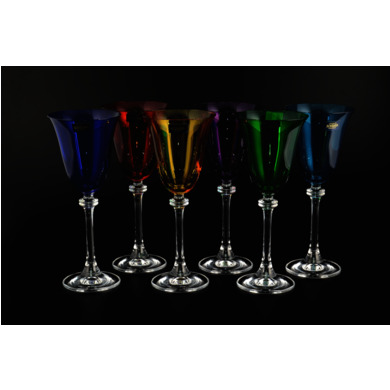 Набор бокалов для вина "Александра Цветные" 185 мл 6 шт
