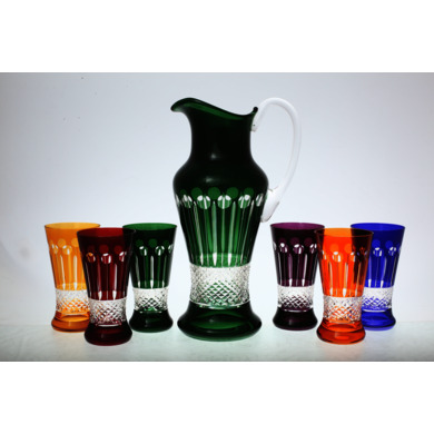 Набор для виски "Цветной хрусталь" (графин + 6 стаканов) 7 предметов