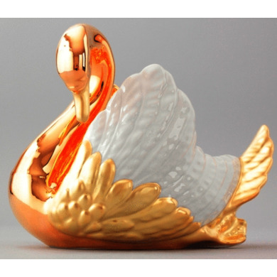 Лебедь конфетница (золото+белые крылья)