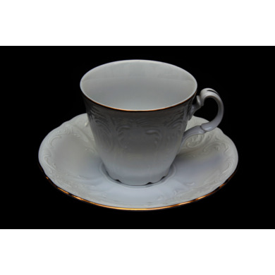 Набор для чая "Бернадот Белый узор" (чашка 200 мл + блюдце) на 6 предметов 12 персон (высокие)