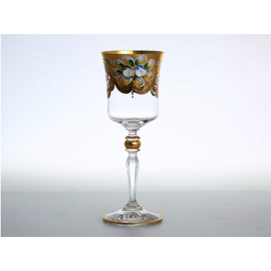 Набор бокалов для вина "Лепка прозрачная Золотая ножка" 185 мл 6 шт