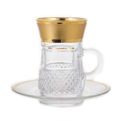 Набор для чая "Богемия Золотая полоса" (армуда 100 мл + блюдце) на 6 персон