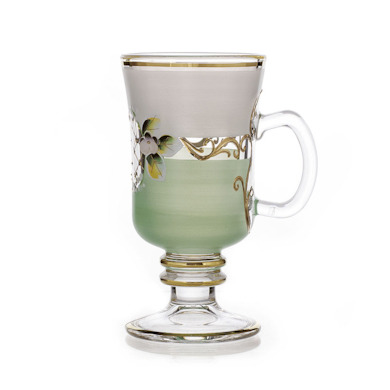 Набор стаканов для чая "Лепка белая - зеленая"