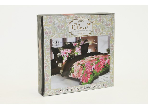 Комплект постельного белья Cleo Белые и сиреневые цветы полисатин евро макси