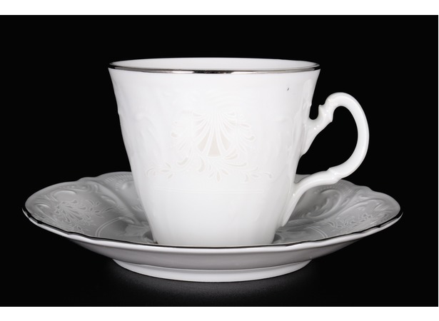 Набор для чая Бернадот платина 2021 (чашка 200 мл + блюдце) на 6 персон 12 предметов (высокие)