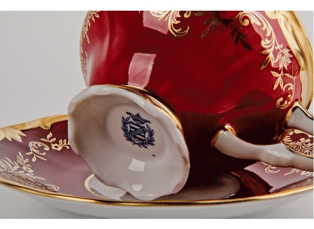 Набор для чая Ювел красный 876/1 (чашка 210 мл + блюдце) на 6 персон 12 предметов