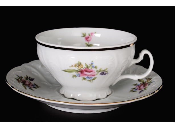 Набор для чая Бернадот Полевой цветок (чашка 220 мл + блюдце) на 6 персон 12 предметов (низкие на ножке)