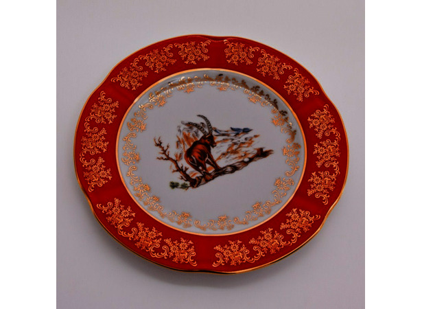Набор тарелок Мария - Охота красная 21 см 6 шт