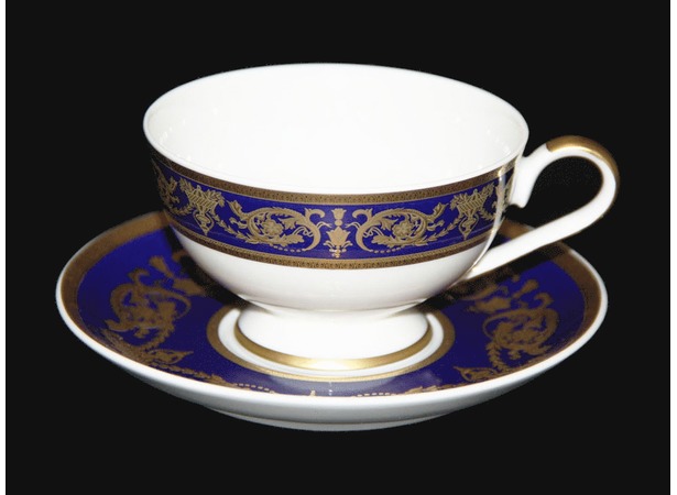 Набор для чая Александрия Кобальт/золото (чашка 200 мл + блюдце) на 6 персон 12 предметов