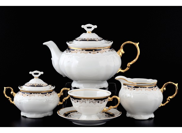 Чайный сервиз Мария Луиза Синяя лилия на 6 персон 15 предметов
