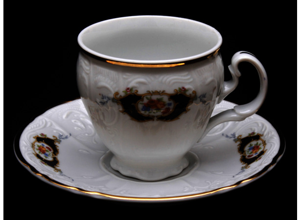 Набор для чая Бернадот Синий глаз (чашка 140 мл + блюдце) на 6 персон 12 предметов (высокие на ножке)