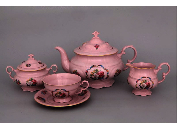 Сервиз чайный Соната Розовый фарфор 0008 15 предметов