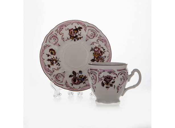 Набор для чая Бернадот Розовый цветок 5058 (чашка 240 мл + блюдце) на 6 персон 12 предметов