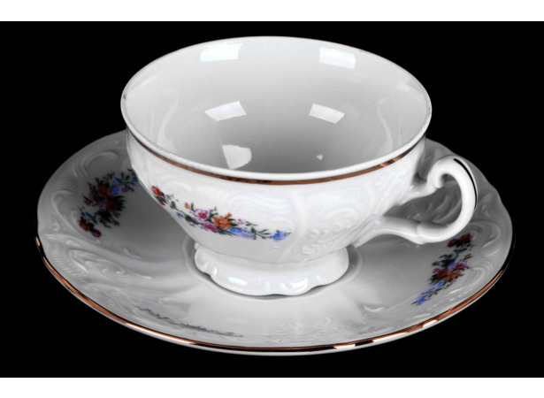 Набор для чая Бернадот Весенний цветок 03011 (чашка 220 мл + блюдце) на 6 персон 12 предметов (низкие на ножке)