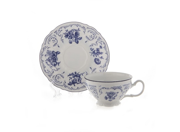 Набор для чая Бернадотт Синие розы 24074 (чашка 220 мл + блюдце) на 6 персон 12 предметов