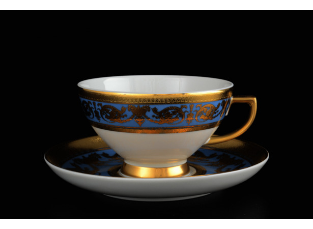 Набор чайных пар Constanza Imperial Blue Gold (чашка 250 мл + блюдце) на 6 персон