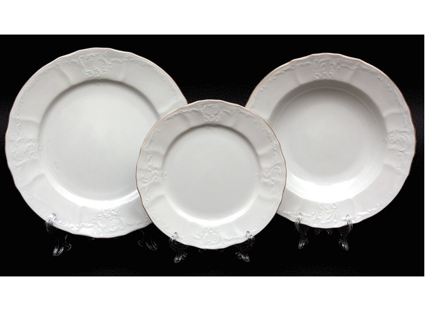 Набор тарелок для сервировки стола Бернадот Белый узор 18 шт