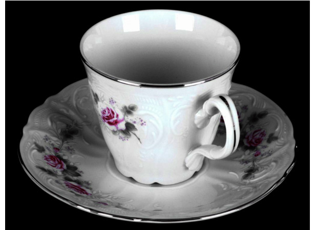 Набор для чая Бернадот Серая роза платина (чашка 200 мл + блюдце) на 6 персон 12 предметов 