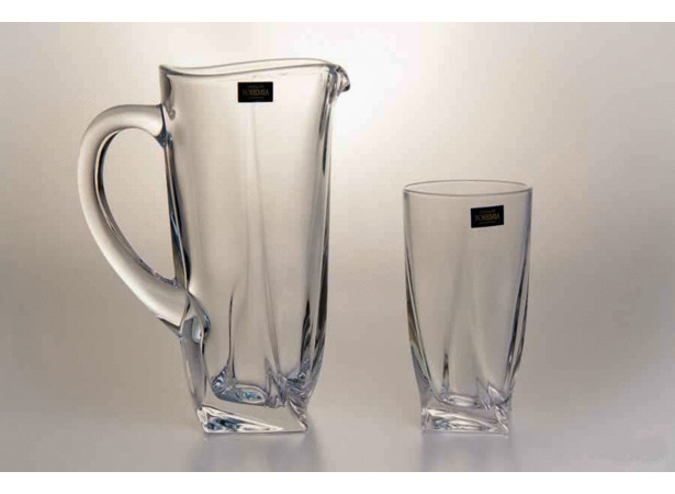 Набор для воды Квадро прозрачный (кувшин + 6 стаканов)