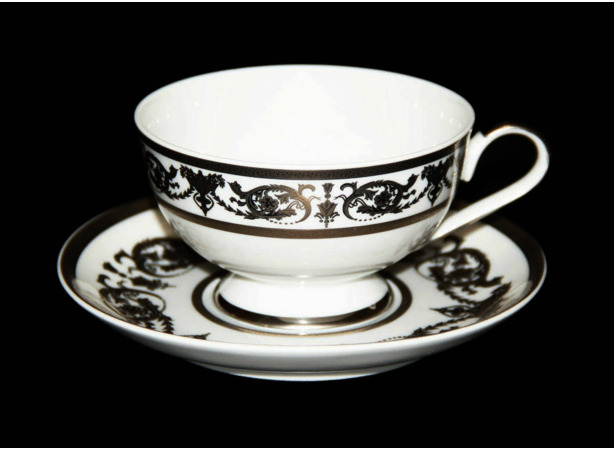 Набор для чая Александрия Платина/белый (чашка 200 мл + блюдце) на 6 персон 12 предметов