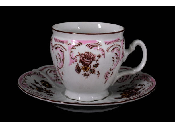 Набор для чая Бернадот Розовый цветок 5058 (чашка 240 мл + блюдце) на 6 персон 12 предметов