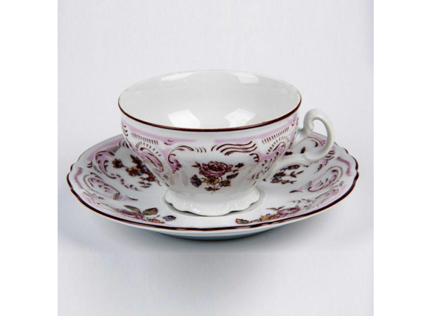 Набор для чая Бернадот Розовый цветок 5058 (чашка 220 мл + блюдце) на 6 персон 12 предметов