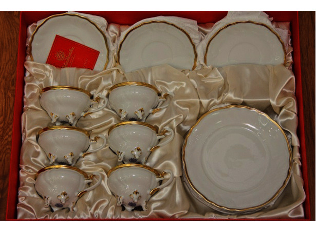Чайный набор Элеганс 201 (чашка 210 мл + блюдце) на 6 персон 18 предметов в подарочной упаковке