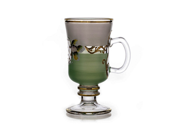Набор стаканов для чая Лепка белая - зеленая