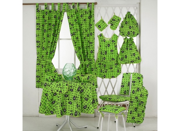 Набор JCSilva Mostarda green (скатерть 150х150 см + шторы 85х100 см 2 шт + полотенце 50х70 см)