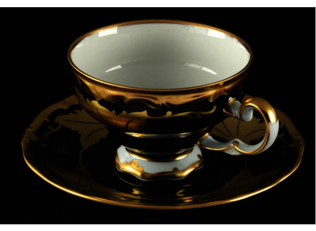 Набор для чая Кленовый лист синий 819 (чашка 210 мл+блюдце) на 6 персон 12 предметов