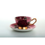Набор чайных пар Бордовые розы (чашка 200 мл + блюдце) на 6 персон (розовый)