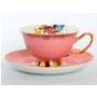 Набор чайных пар Цветы Золото Розовый (чашка 220 мл + блюдце) на 6 персон