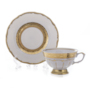 Набор для чая Лента золотая матовая 1 (чашка 200 мл + блюдце) на 6 персон 12 предметов