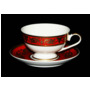 Набор для чая Александрия Красная/золото (чашка 200 мл + блюдце) на 6 персон 12 предметов