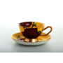 Набор чайных пар Бордовые розы (чашка 200 мл + блюдце) на 6 персон (желтый)