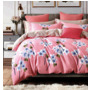 Комплект постельного белья Альвитек Цветы на розовом фоне сатин двуспальный евро