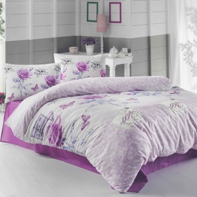 Комплект постельного белья Irina Home Sienna lila ранфорс, двуспальный евро