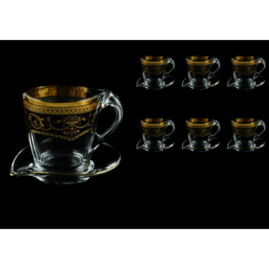 Набор чайных пар "Astra Gold" (черный) 250 мл на 6 персон 12 предметов