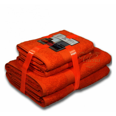 Комплект полотенец Bayramaly Волна 50х90 см, 70х140 см 4 шт (оранжевый)