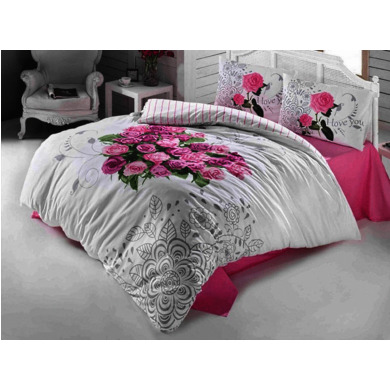 Комплект постельного белья Irina Home Love rose ранфорс, двуспальный евро