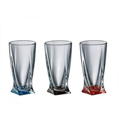 Набор стаканов для воды "Квадро Цветные" 350 мл 6 шт