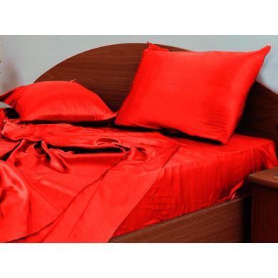 Комплект шелкового постельного белья Belvedere (красный), двуспальный (нав. 50х70 см)
