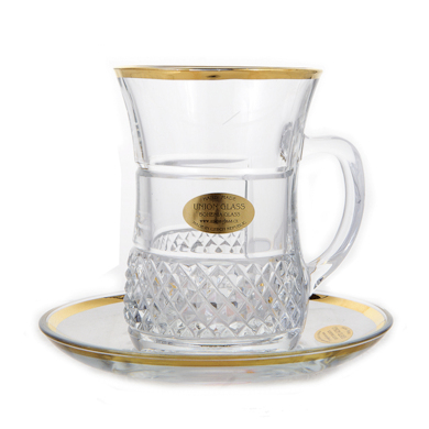Набор для чая "Богемия Золотой ободок" (армуда 220 мл + блюдце) на 6 персон