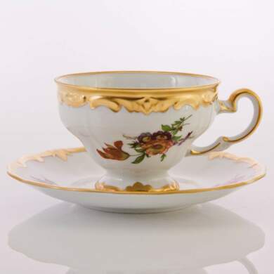 Набор чайный "Мейсенский букет 1042" (чашка 210 мл. + блюдце) на 6 персон 12 предметов