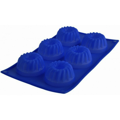 Форма для кексов 6 ячеек фигурные 30х17,5х3,8см Silicone (синяя)