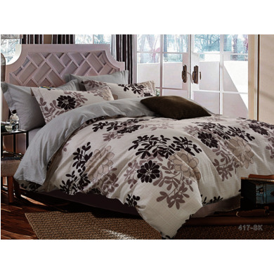 Комплект постельного белья Cleo Растительный орнамент на светлом фоне сатин, евро макси