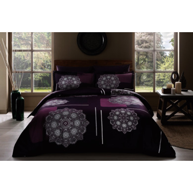 Комплект постельного белья Tac Satin Delux Milla (фиолетовый) сатин-делюкс, двуспальный евро