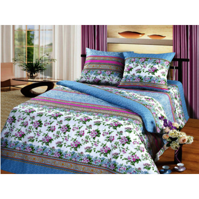 Комплект постельного белья Cleo Цветочный орнамент, узоры 3D бязь, двуспальный евро